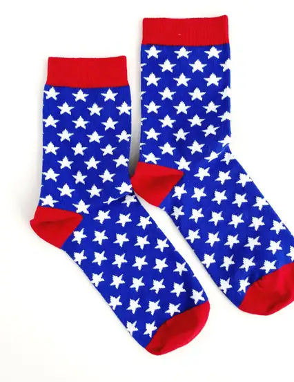 Çorap N081 Beyaz Yıldızlar Mavi Çorap