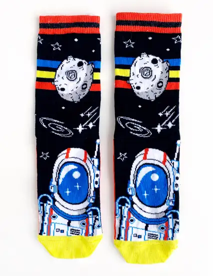 Çorap N307 - Renkli Uzaylı Astronot Çorap
