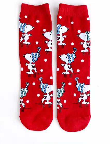 Çorap N447 - Kırmızı - Beyaz Snoopy Çorap