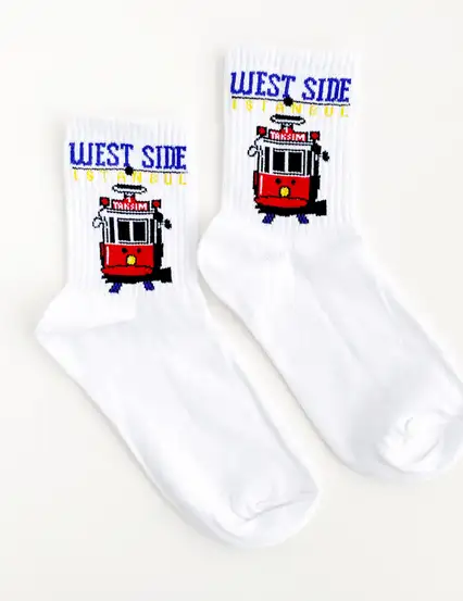 Çorap N092 - Beyaz West Sıde İstanbul Çorap