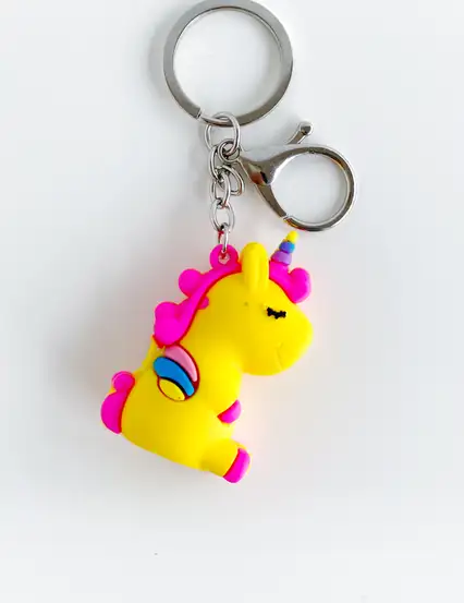 Unicorn Anahtarlık Serisi - Sarı Bebek Slikon Unicorn Anahtarlık