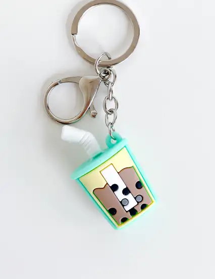 Anahtarlık Çanta Aksesuarı - Mint Slikon Bubble Tea Anahtarlık