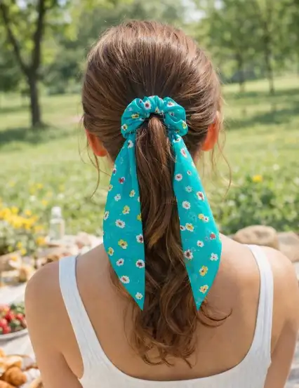 Kır Çiçekleri Fularlı Kurdele Toka