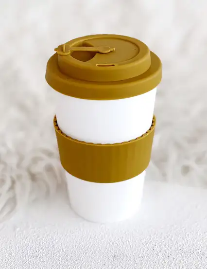 Pumpkin SPLASH Coffee Cup Silikon Kapaklı Kahve Bardağı Karamel Beyaz