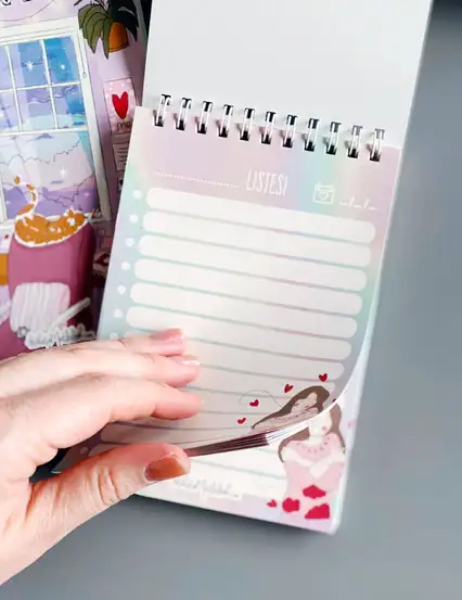 Yapılacaklar Listesi Defter Bikutumutluluk Kızı Çizimli Renkli İç Sayfalar To Do List