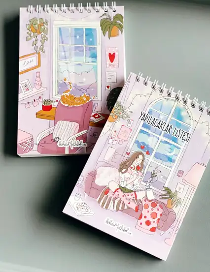Yapılacaklar Listesi Defter Bikutumutluluk Kızı Çizimli Renkli İç Sayfalar To Do List