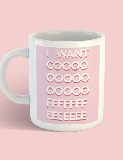 I Want Coffee Pembe Kupa