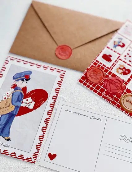 Aşk Postası Sticker Seti Ve Motto Kartı Kartpostal