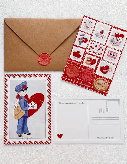 Aşk Postası Sticker Seti Ve Motto Kartı Kartpostal