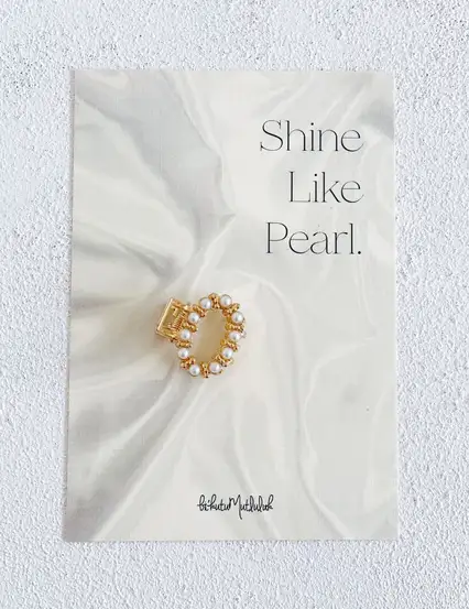 Shine Like Pearl Motto Kartı  ve İncili Gold Mandal Toka