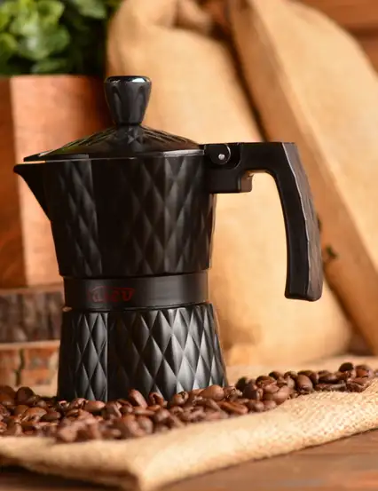 Taşev Adamante Moka Pot Siyah