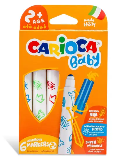 Carioca Jumbo Bebek Süper Yıkanabilir Keçeli Boya Kalemi 6'Lı +2 Yaş