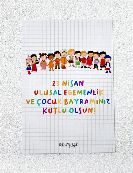 Rengarenk 23 Nisan Ulusal Egemenlik Ve Çocuk Bayramınız Kutlu Olsun Motto Kartı Kartpostal