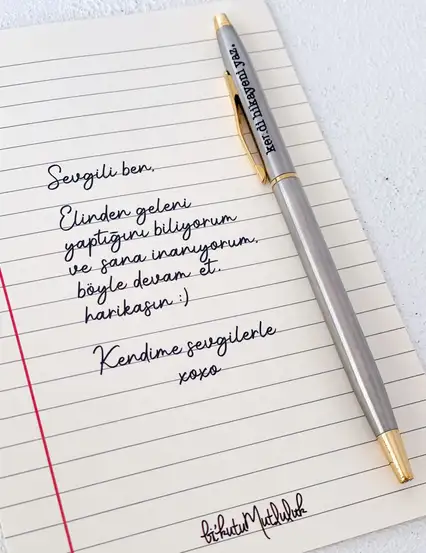 Gri Tükenmez Kalem Sevgili Ben Mektup Motto Kartı
