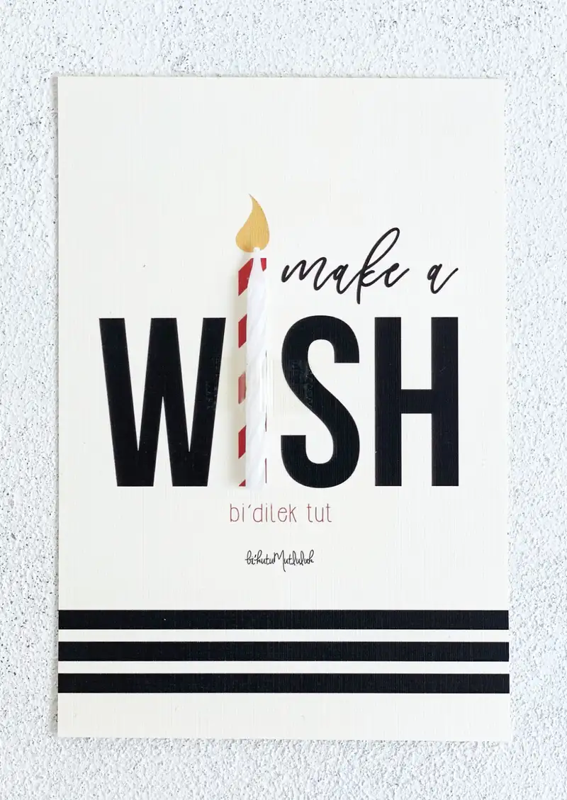 Make A Wish Bi Dİlek Tut Doğum Günü Motto Kartı Kartpostal (Mum İle Birlikte)