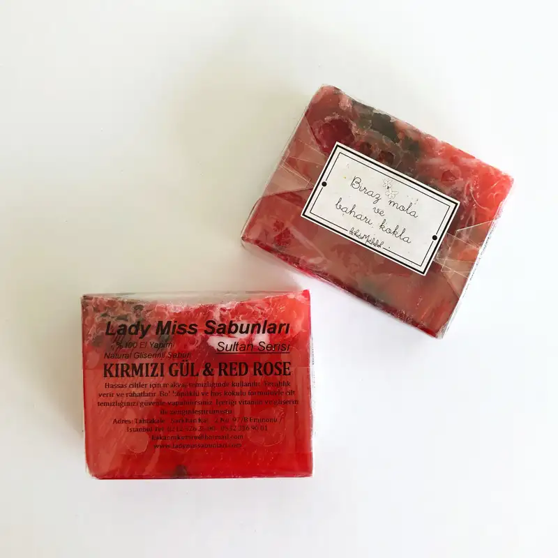 Kırmızı Gül Sabunu %100 El Yapımı Natural Gliserinli Sabun