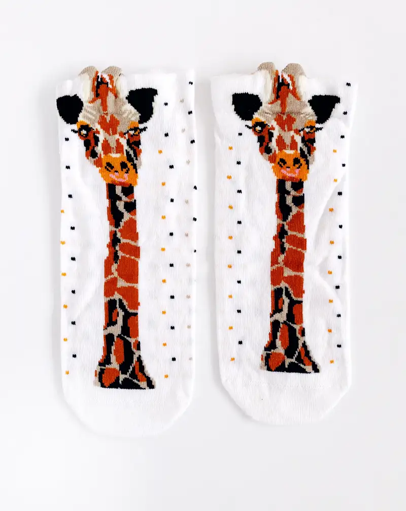 Çorap N087 - Beyaz Batik Zürafa Çorap