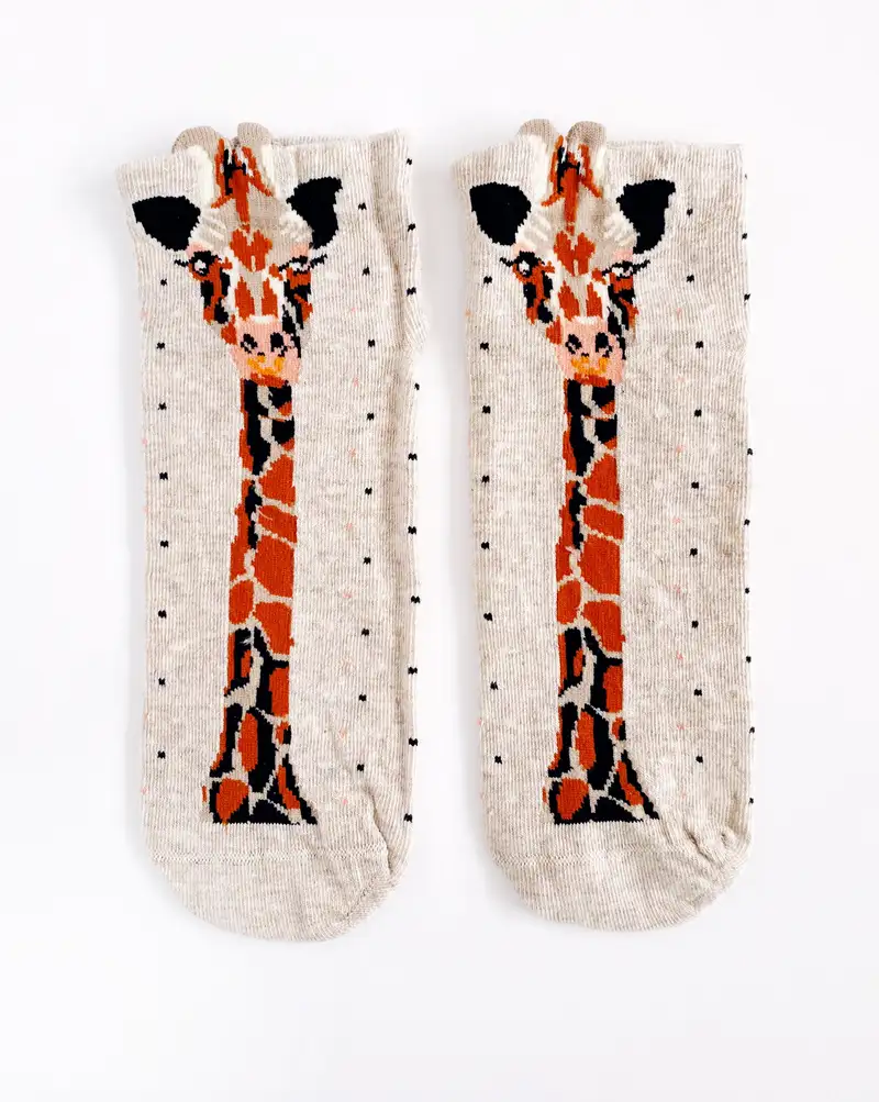 Çorap N079 - Krem Batik Zürafa Çorap