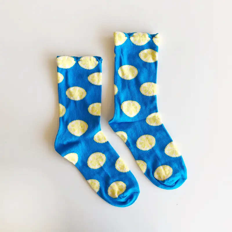 Çorap N094 Meyve Serisi - Mavi Renk Limon Çorap