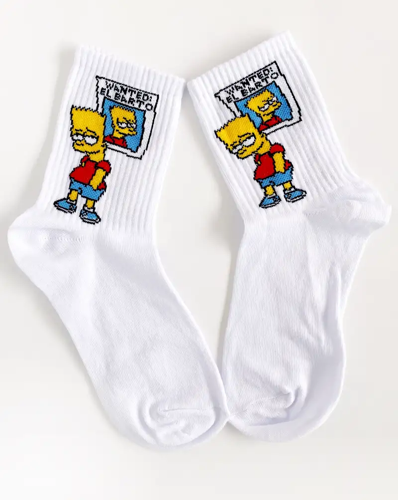 Çorap N051 Beyaz Serisi - Bart Simpsons Çorap
