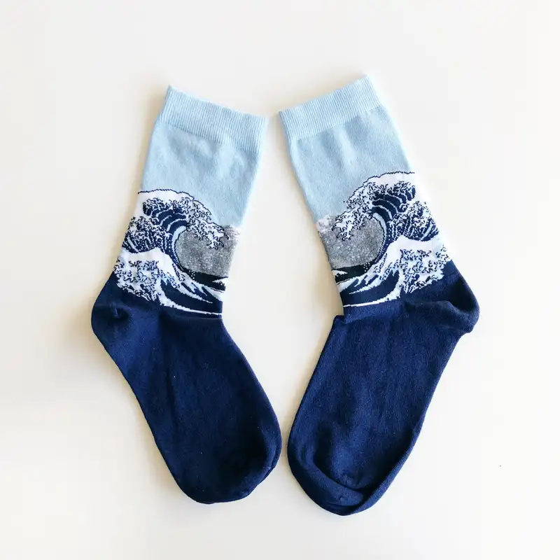 Çorap N004 Dalgalı Deniz Mavi Çorap