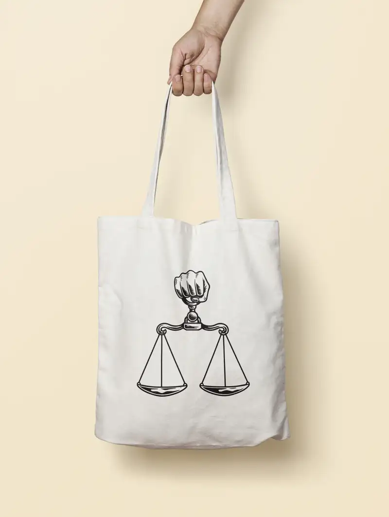 Avukat hediyeleri - Vintage adalet terazisi avukat bez çanta