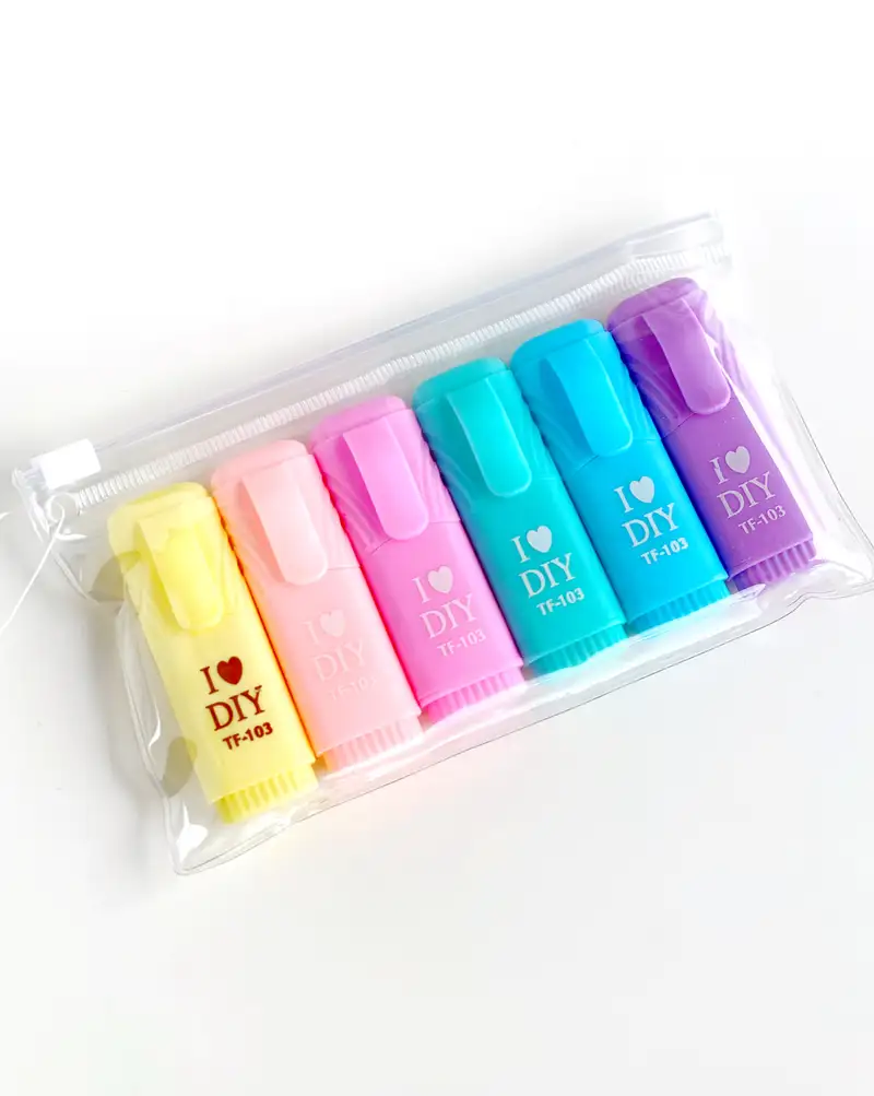 Fosforlu Kalemler 6lı Mini Boy Pastel Renkler