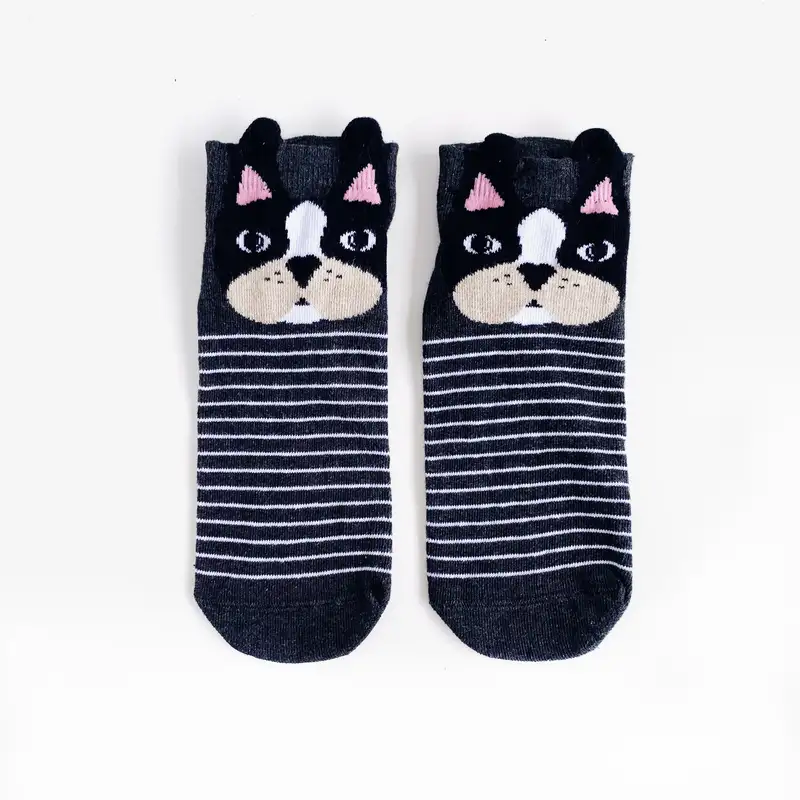 Çorap N112 - Siyah beyaz çizgili Köpek Babet Çorap