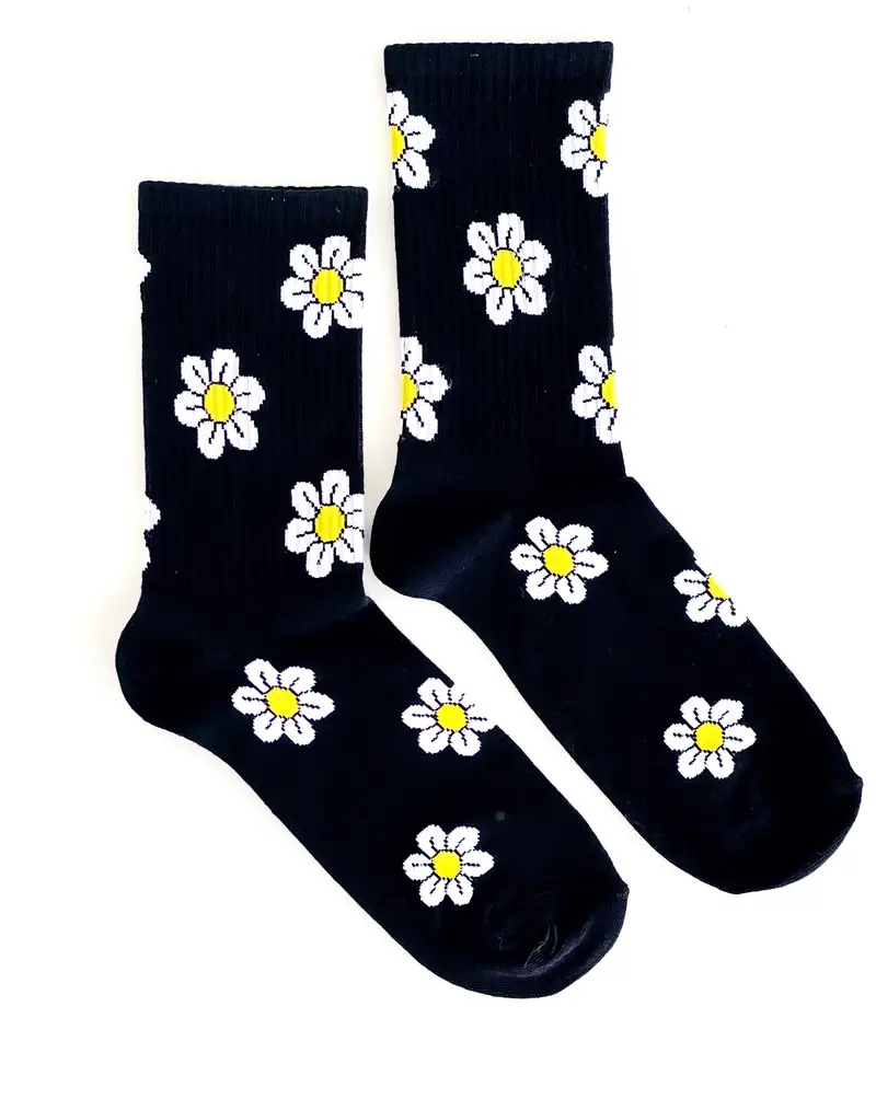 Çorap N164 - Siyah Papatyalar Çorap