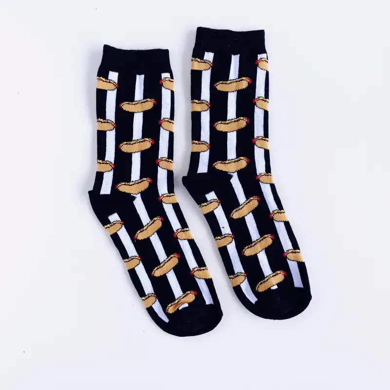 Çorap N198 - Hotdog Siyah Beyaz Çizgili Çorap