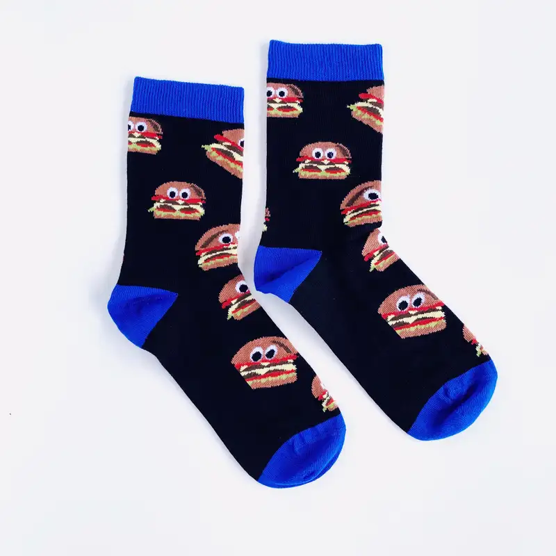 Çorap N201 - Gözler Serisi Aç Hamburger Mavi Siyah Çorap
