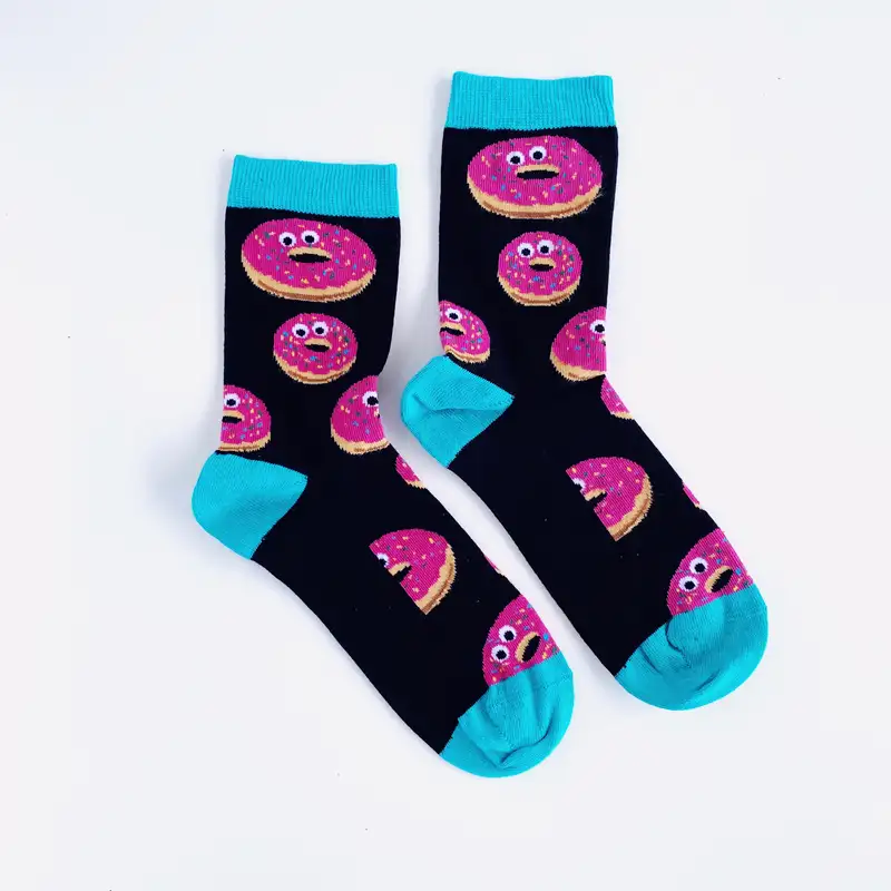 Çorap N202 - Gözler Serisi Pembe Donut Açık mavi Siyah Çorap