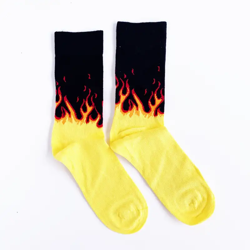 Çorap N100 - Alevli Sarı Siyah Çorap