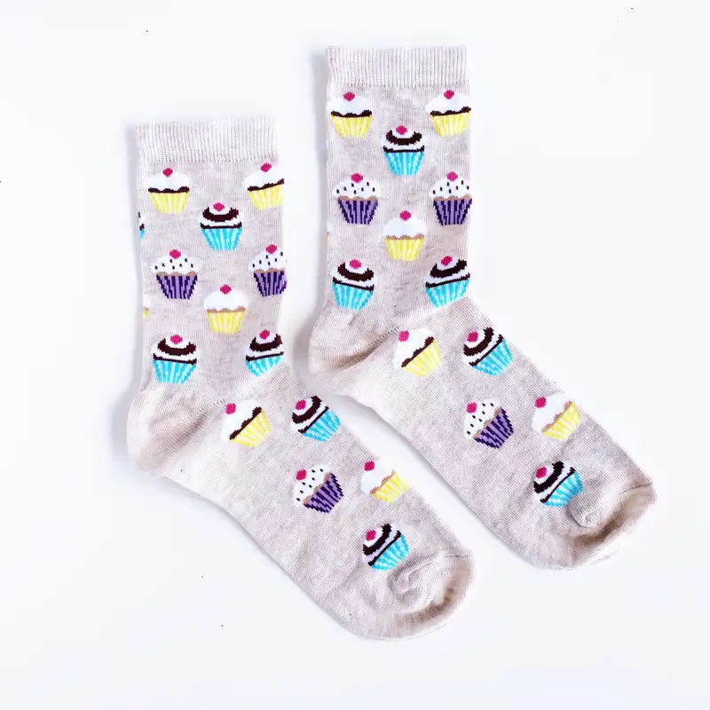 Çorap N223 - Renkli Mini Cupcake Krem Çorap