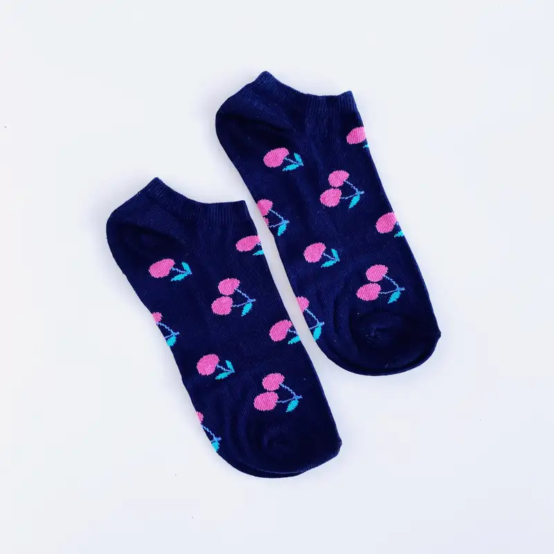 Çorap N238 - Kirazlı Lacivert Bilek Çorap