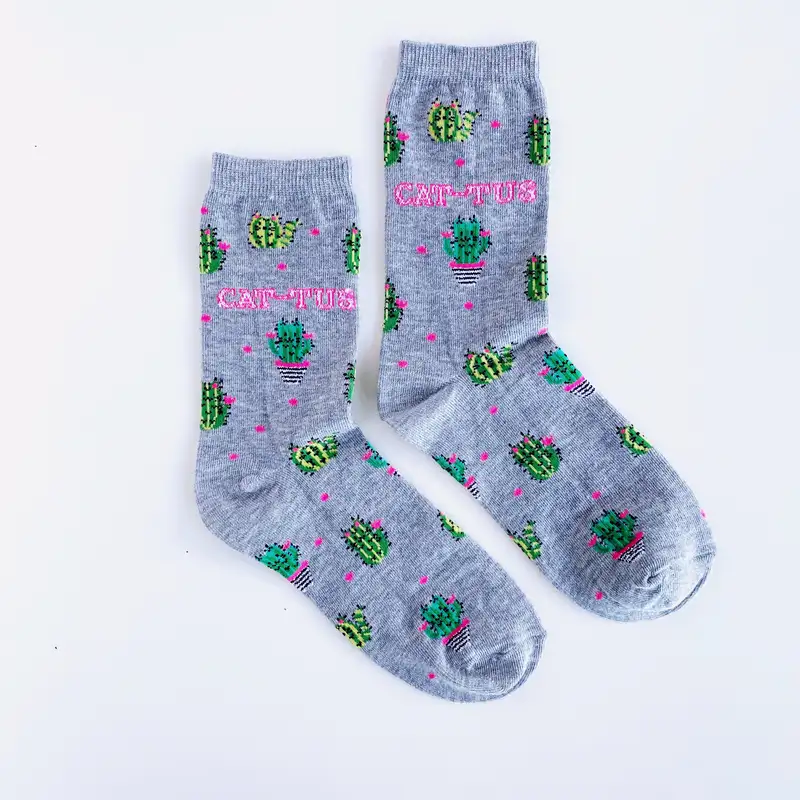 Çorap N244 - Cattus Mini Kaktüsler Gri Çorap