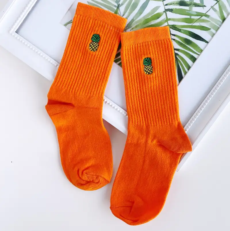 Çorap N248 - Minimal Serisi Ananaslı Turuncu Çorap