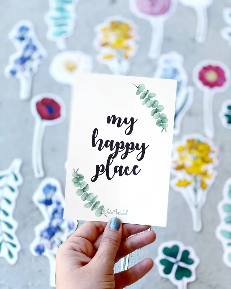 My Happy Place Motto Kartı Kartpostal