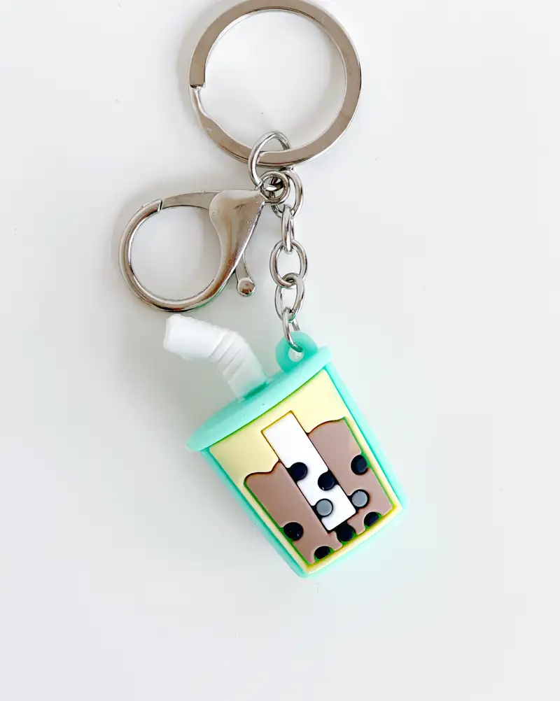 Anahtarlık Çanta Aksesuarı - Mint Slikon Bubble Tea Anahtarlık