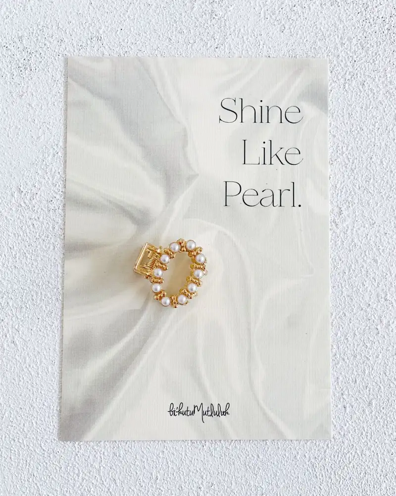 Shine Like Pearl Motto Kartı  ve İncili Gold Mandal Toka